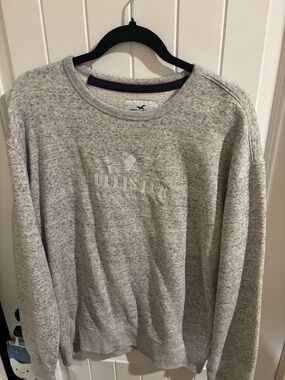 Hollister Gray Heather Embroidered Logo Crewneck Sweatshirt MENS LARGE